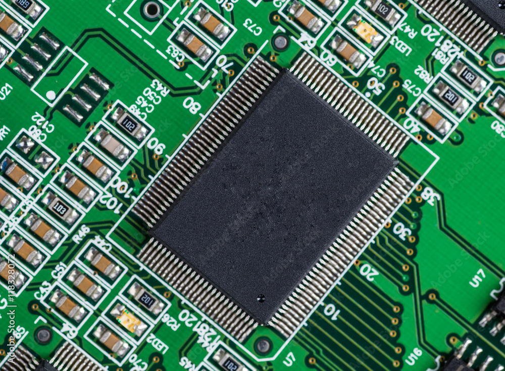 close-up of electronic circuit board with processor close-up of electronic circuit board with processor