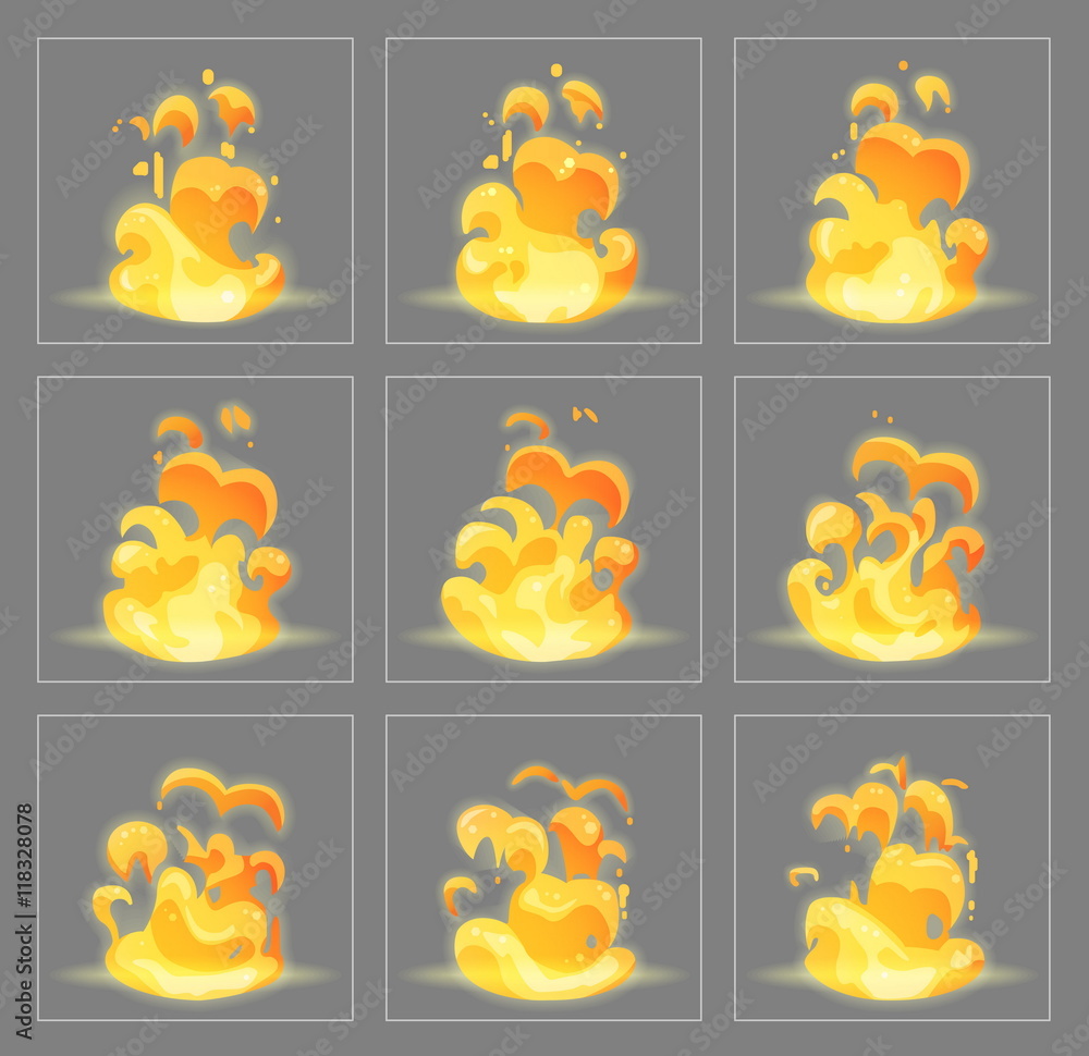 Burning fire special effect fx animation frames sprite sheet. Blazing  flames frames for flash animation in games, video and cartoon. Stock Vector  | Adobe Stock