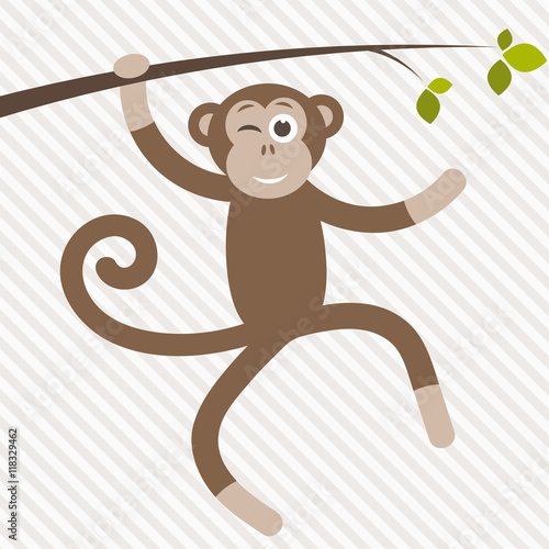 funny monkey hanging on the tree