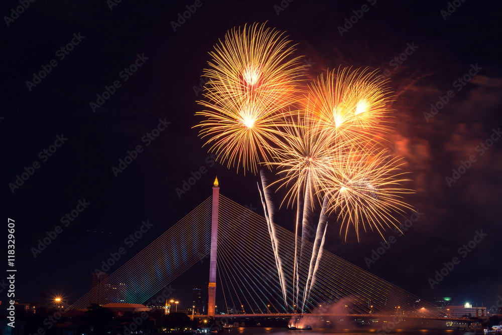Fireworks under the bridge