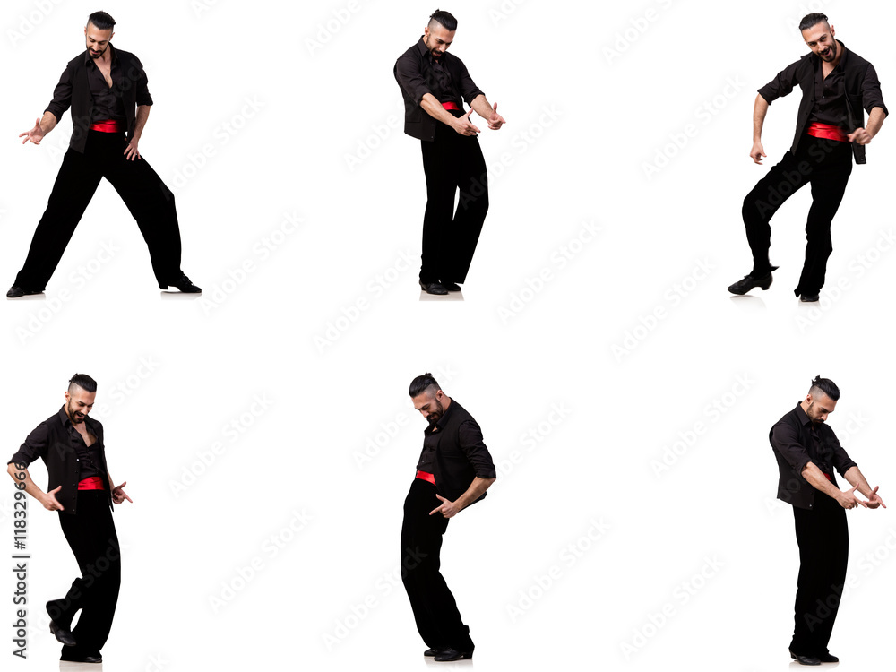 Spanish dancer in various poses on white Spanish dancer in various poses on white
