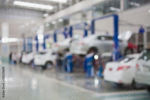 car repair service center blurred background