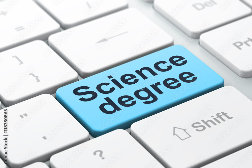 Science concept: Science Degree on computer keyboard background Science concept: Science Degree on computer keyboard background