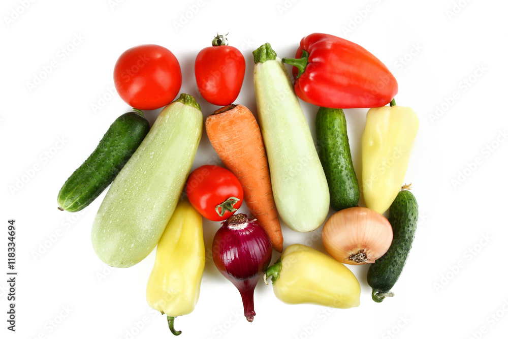 Set of vegetables on white background isolated