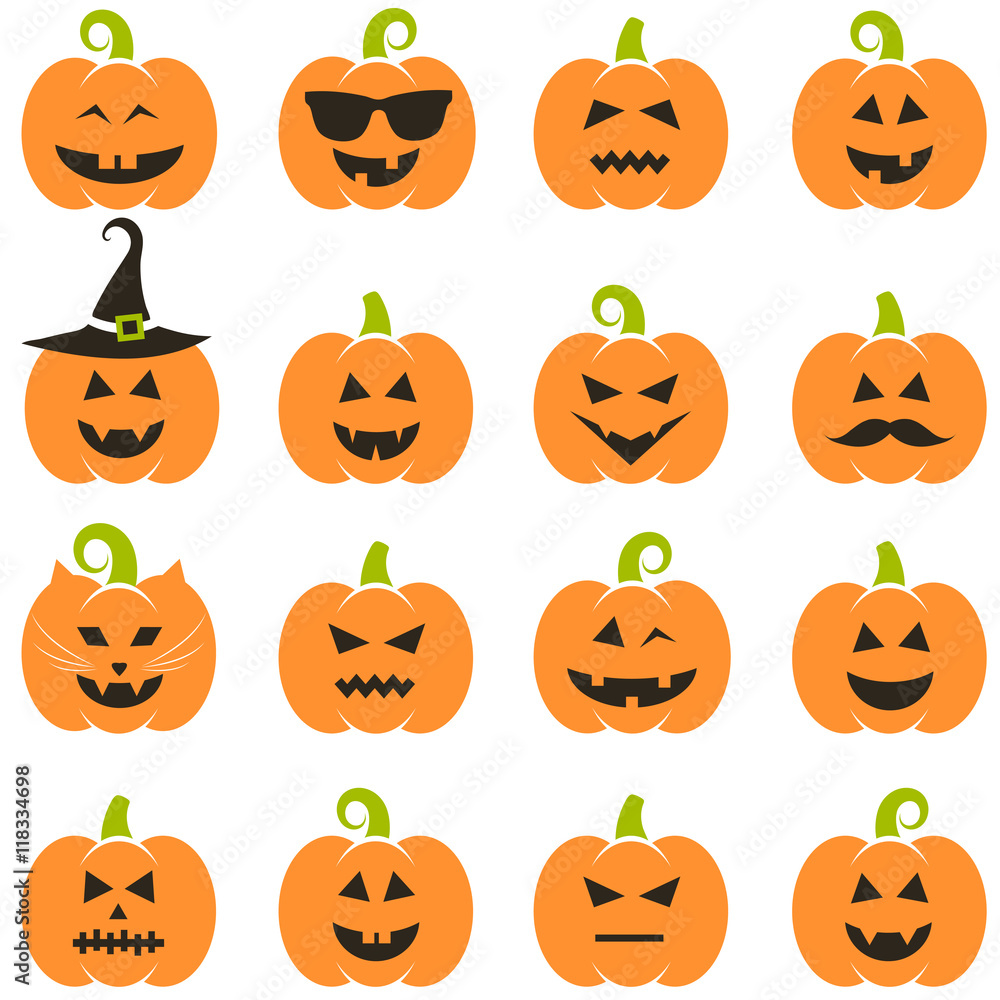 Big set of Halloween pumpkins Big set of Halloween pumpkins