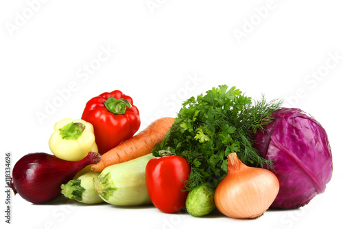 Set of vegetables on white background isolated