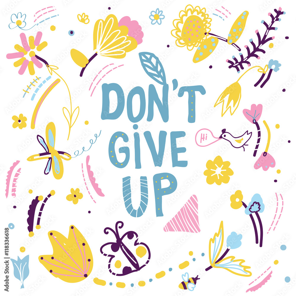 Don't give up motivation card with nature elements