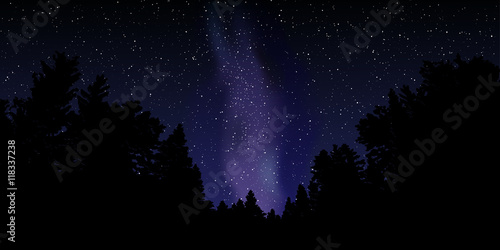 Night sky with stars and milky way.Vector illustration