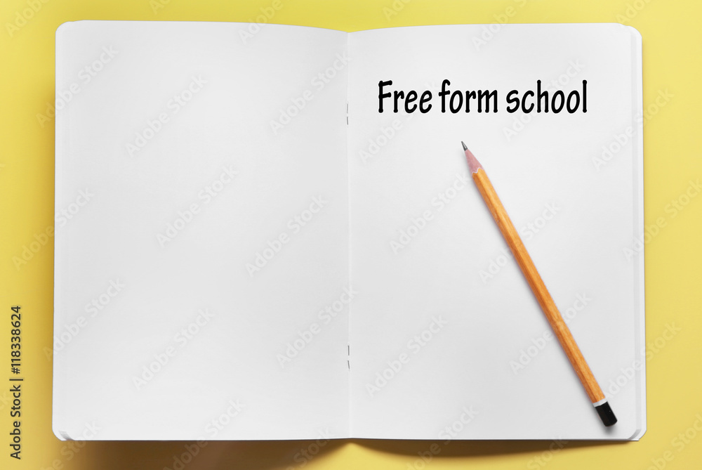Home learning concept. School notebook on color background Home learning concept. School notebook on color background