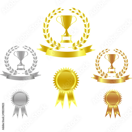 vector illustration of Trophy cups and medals