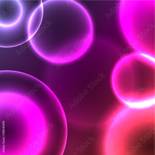 Vector abstract background with bright circles. Blurred sparkles, bokeh.