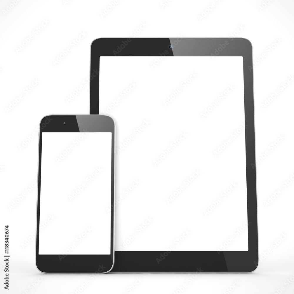 Tablet and smartphone on a white. 3d rendering. Tablet and smartphone on a white. 3d rendering.