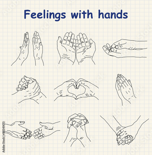 Hand-drawn emotions - feelings with hands