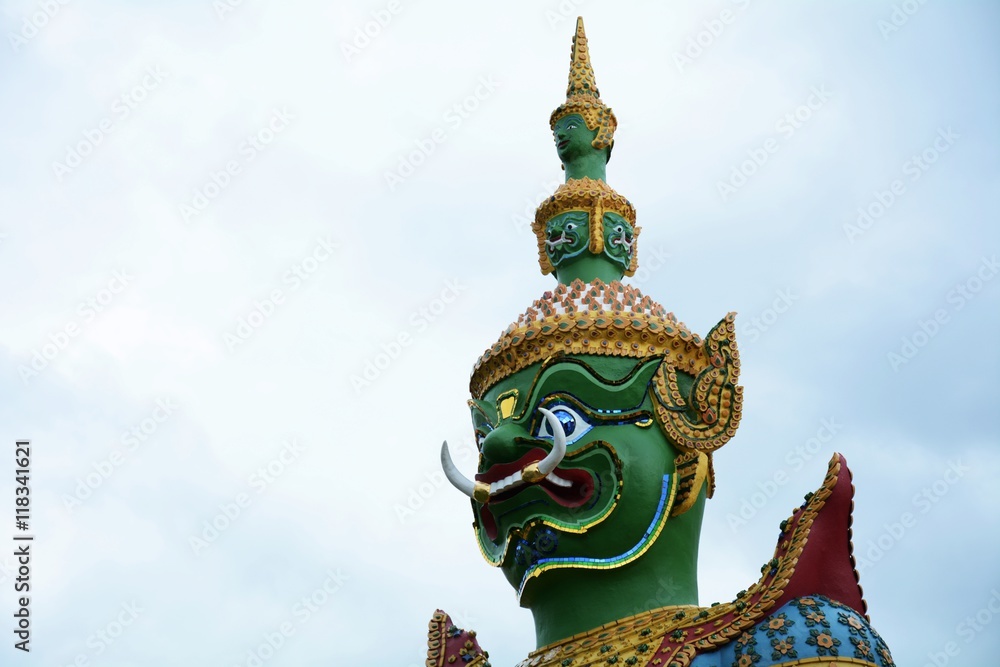 Fototapeta premium Statue of the green Giant at Wat Arun. bangkok. thailand