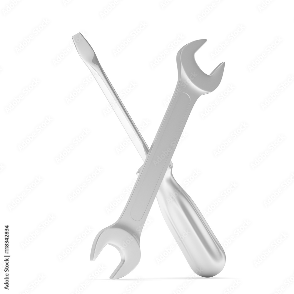 3D Illustration Wrench and screwdriver, service concept 3D Illustration Wrench and screwdriver, service concept