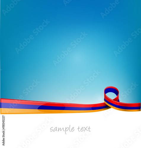 armenia ribbon flag on blue sky background