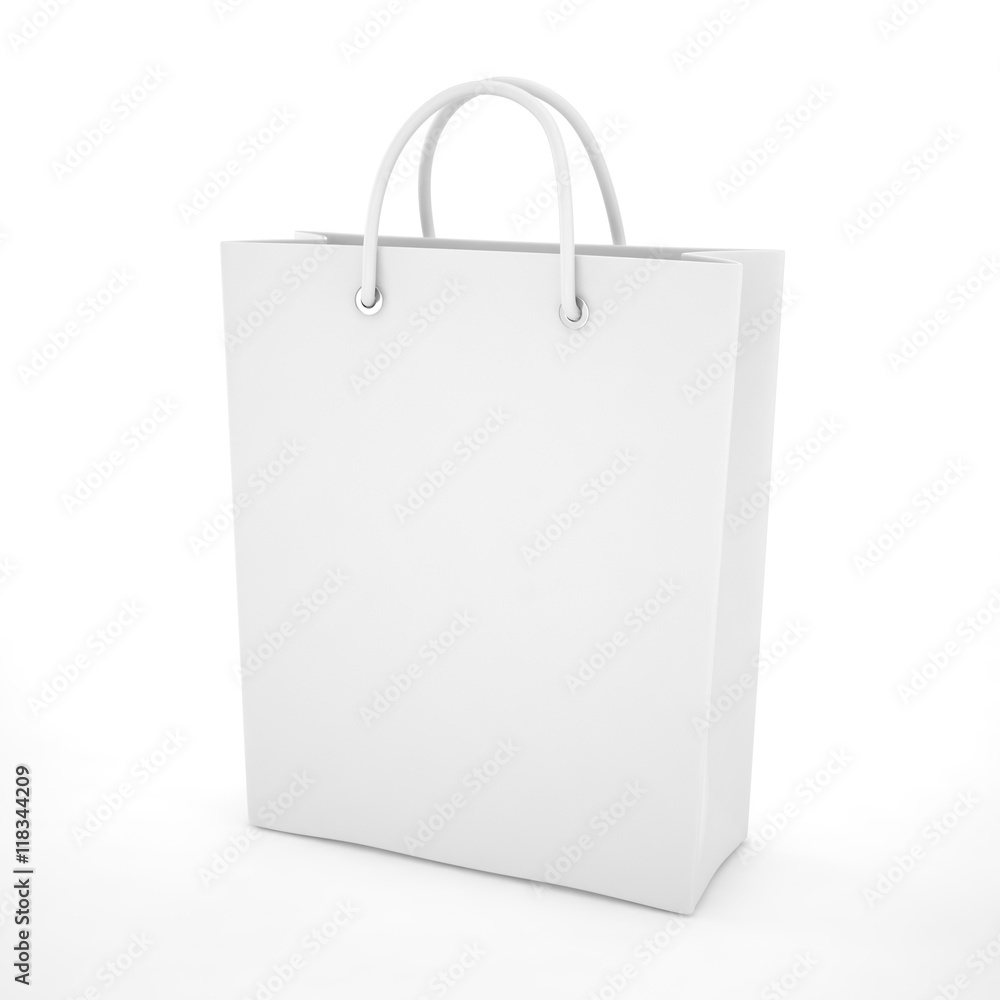Paper Shopping Bag isolated on white background. 3d rendering. Paper Shopping Bag isolated on white background. 3d rendering.