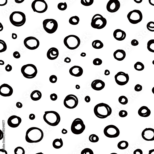 Seamless hand drawn irregular uneven black and white texture
