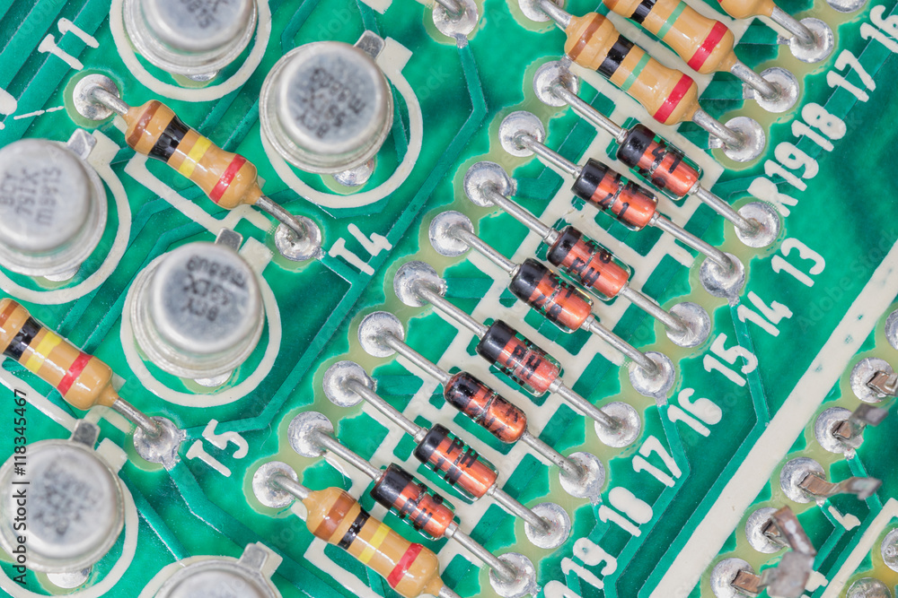 Condensers and Resistor assembly on the circuit board Condensers and Resistor assembly on the circuit board