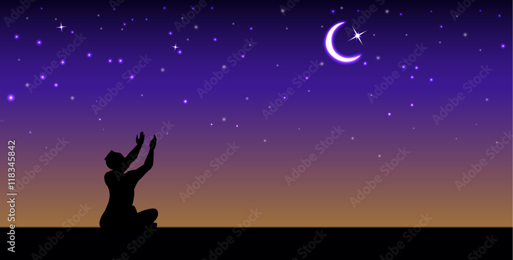 poster for the Muslim holiday of Ramadan with night stars on sky poster for the Muslim holiday of Ramadan with night stars on sky