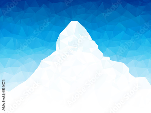 mountain on blue low poly background