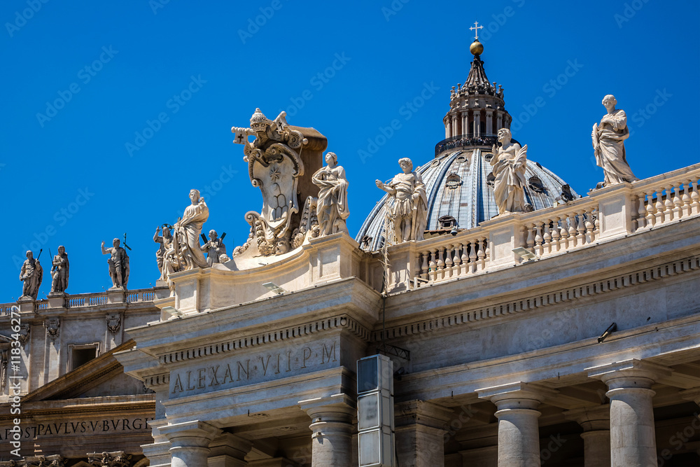 Fragment of colonnade of St. Peter's Basilica in Vatican City. Fragment of colonnade of St. Peter's Basilica in Vatican City.