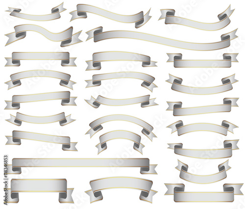 set of white colored ribbon banners