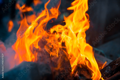 Beautiful burning fire flame background and coals