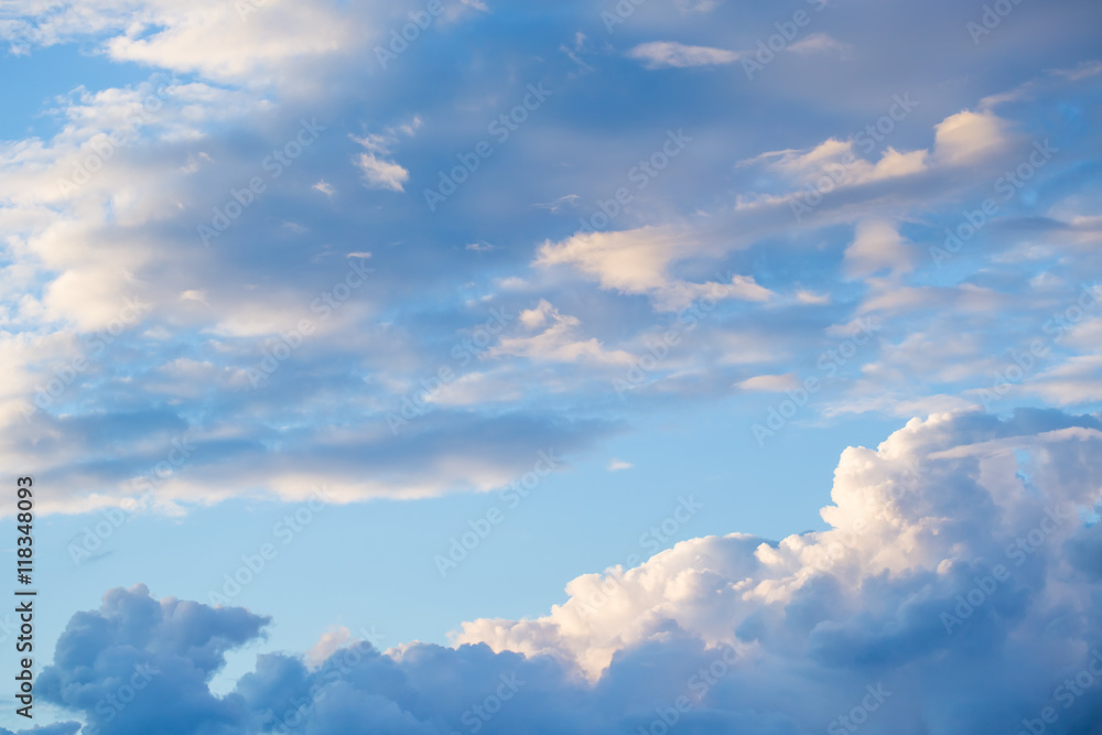 Fototapeta premium White fluffy clouds in the blue sky
