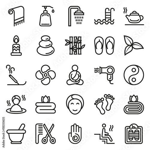 Outline web icon set - Spa, Beauty