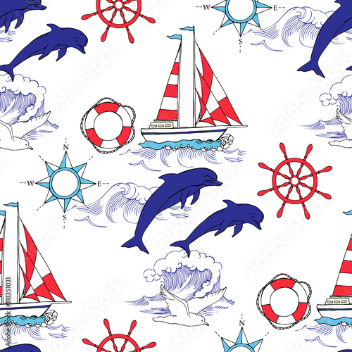 Nautical seamless pattern