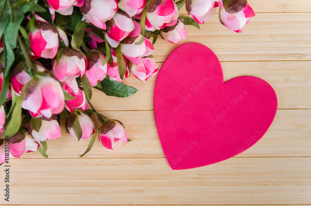 Roses and heart shape card for your message Roses and heart shape card for your message