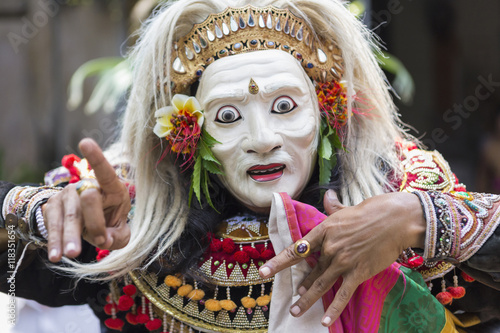 Balinese performer wearing mask and costume, Mas, Bali, Indonesia photo