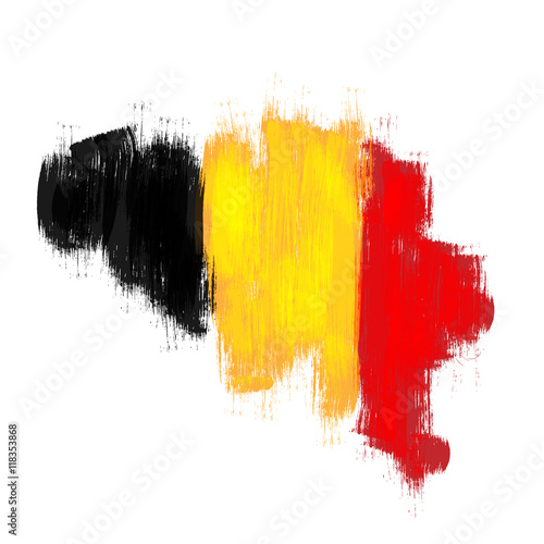 Fototapet Grunge map of Belgium with Belgian flag