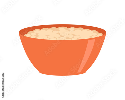 Bowl with Porridge Isolated on White. Healthy Food