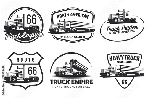 Set of classic heavy truck logo, emblems and badges.