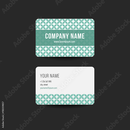 Retro hipster business card Design Template. Green color