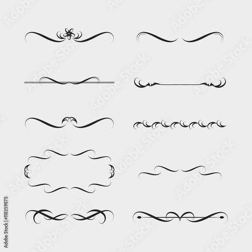 Vector illustration of decorative border and frame set