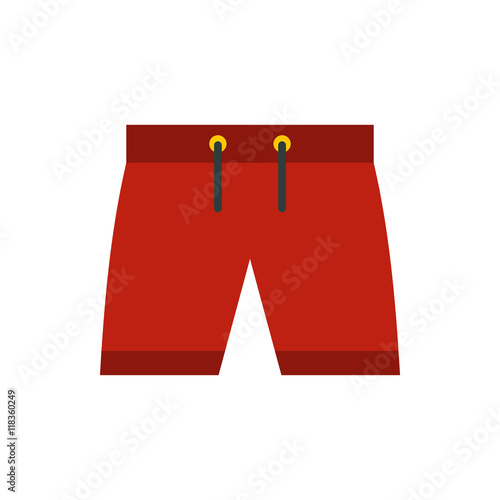 Red shorts for swimming icon icon in flat style on a white background