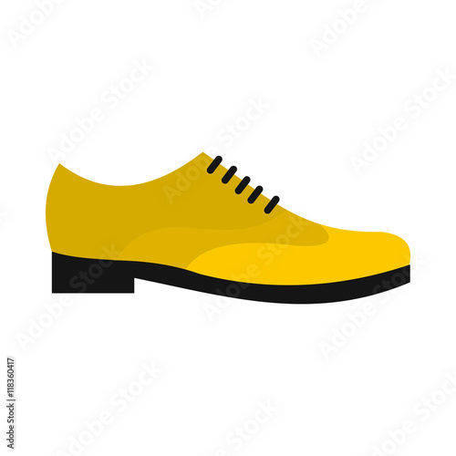 Male yellow shoe icon in flat style on a white background