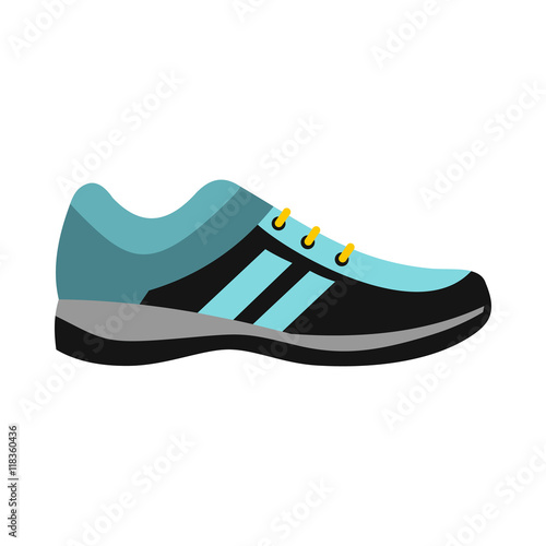 Blue sneaker icon in flat style on a white background