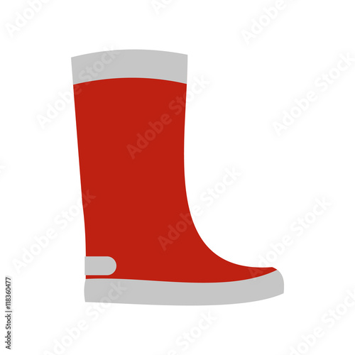 Red rubber boot icon in flat style on a white background