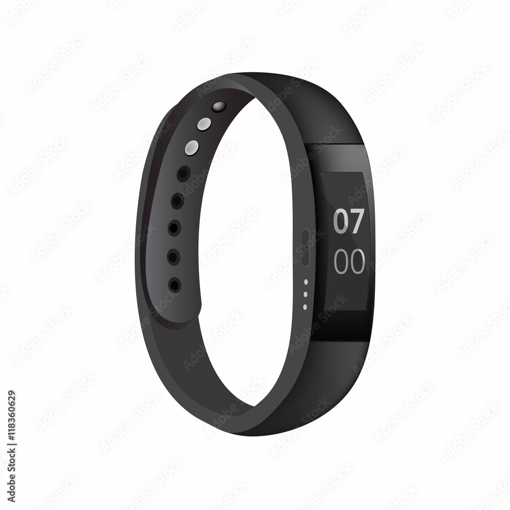 Black smart band with clock vector isolated Black smart band with clock vector isolated