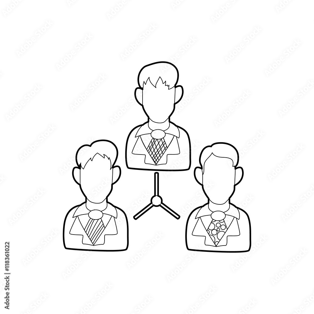 Office team icon in outline style on a white background Office team icon in outline style on a white background