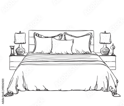 Bedroom modern interior sketch