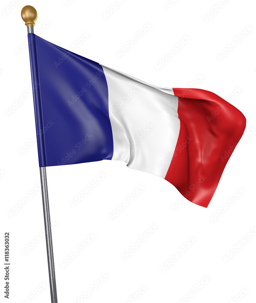 National flag for country of France isolated on white background, 3D rendering National flag for country of France isolated on white background, 3D rendering