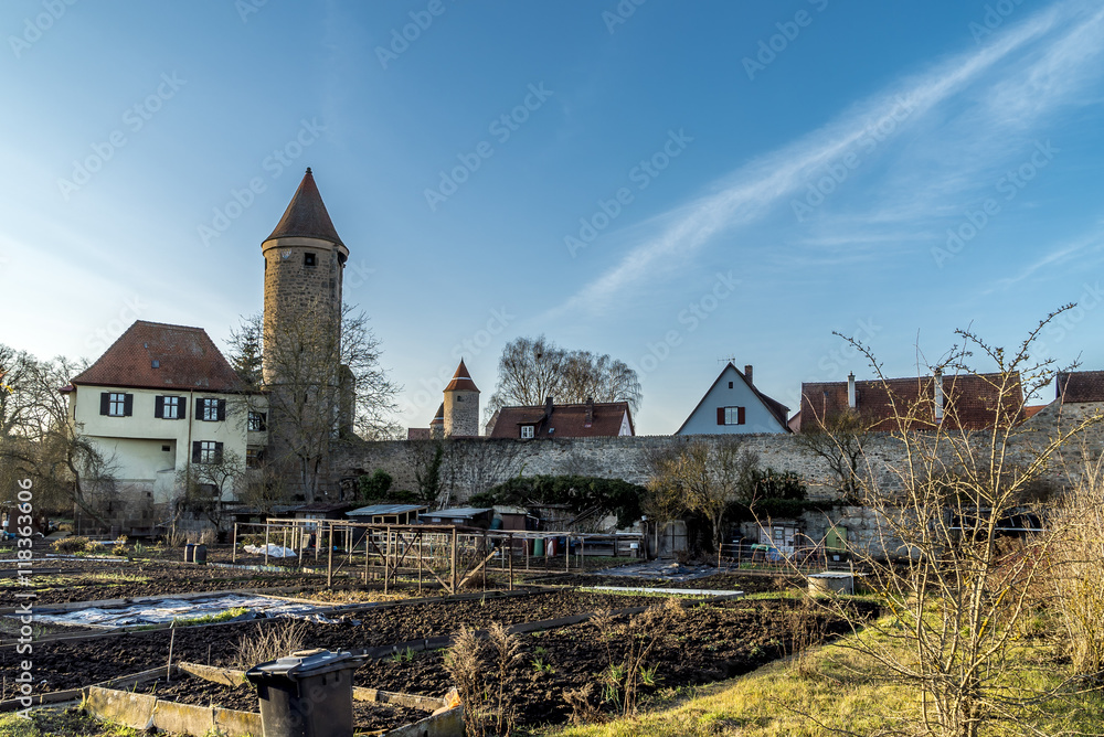 Blick auf die Altstadt mit Salwartenturm in Dinkelsbühl
