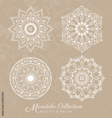 Tibetan mandala decorative ornament design for coloring page, greeting card, invitation, tattoo, yoga and spa symbol. Vector illustration