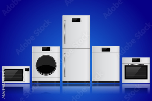 Household appliances. Set of modern home devices