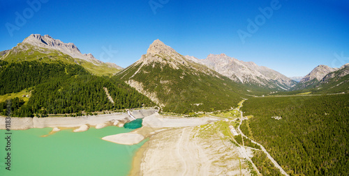 Val Mora (dx) e Val Alpisella (sx) - 
Dighe di Cancano e San Giacomo - Valdidentro - Valtellina (IT) - Vista aerea  photo